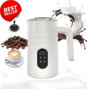 Electric Milk Frother Steamer 4-in-1 Hot Cold Foam Maker 14.5oz Quiet Non-Stick