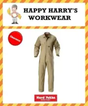 Hard Yakka Cotton Drill Coverall Y00010 DISCONTINUED Khaki 25% Off NEW!