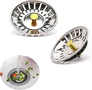 2Pack Sink Strainer Plug,Kitchen Sink Waste Plug Drain Stopper Basket Filter - 304 Strainer Stainless Steel in Kitchens and Bathrooms Plug |Strainer| Basket Sink Waste Plug (80mm)