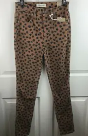 New NWT Women's Madewell 10" High Rise Skinny Jeans Leopard Dots Size 26