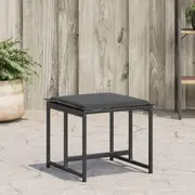 Garden Stools with Cushions 4 pcs Black Steel and Textilene vidaXL