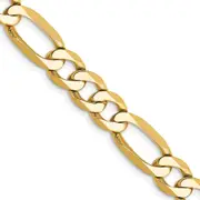 Solid 14K Yellow Gold 20 inch 7mm Flat Figaro with Lobster Clasp Chain Necklace