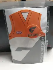 AFL GWS Giants Birthday Card with Metal Team Badge - Jersey Football