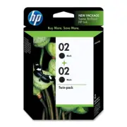 NEW 2 pack Genuine HP 02 Printer Ink Cartridges - Black twin-pack