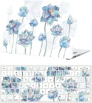 Laptop Cover Case Compatible with MacBook Pro 13 inch Model A1502 A1425 with Retina Display Released in 2015 2014 2013 2012, Color Painted Protective Hard Shell Case & Keyboard Cover, Blue Flowers
