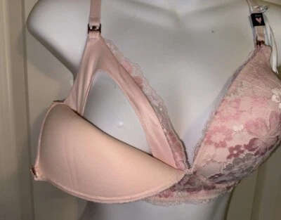 VICTORIA'S SECRET Pink Lace Maternity/NURSING No-Wire Bra w/Padding~ NWT! 34DDD