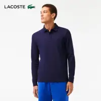 在飛比找momo購物網優惠-【LACOSTE】男裝-經典巴黎商務長袖Polo衫(藍色)