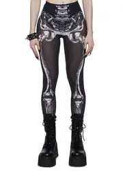 [Trickz N' Treatz] Skeletal Sass Mesh Leggings