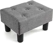 BRIAN & DANY Small Foot Stool Ottoman, Footstool with Legs, Foot Rest for Living Room, Bedroom and Office, Grey