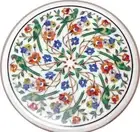 2' White Marble Table Top Coffee Center Side Stone Inlay Malachite Parrot