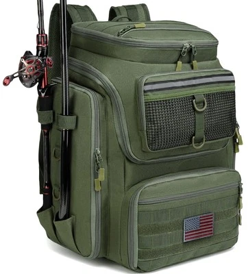 Fishing Backpack with Rod Holders, 40L Tackle Box Backpack for Fishing Gear a...