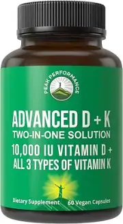 Peak Performance Advanced Vitamin D 10000 IU with All 3 Types of K...