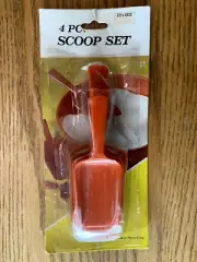 NOS Vintage Retro 1970's Burnt Orange Measuring Scoops 4 Piece Set