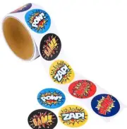 50 Super Hero Stickers Party Favors Teacher Supply Smash Boom POW BAM WHACK #2