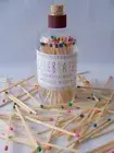 Rainbow Celebration Wooden Safety Matches in Glass Apothecary Bottle 50 Qty NEW!