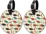[VTGHDEEQ] Luggage Tags for Suitcases,Travel Tags for Luggage,Abstract Seamless Colorful Fish,2-Pc