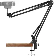 Webcam Stand Desk Mount - Suspension Boom Scissor Arm Webcam Holder with Desk Clamp Mount for Logitech Webcam C920 C922 C922x C920S C930e C930 C615 Brio 4K and Other Devices with 1/4" Thread