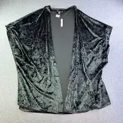 Victoria Secret Robe Womens Medium Large Black Velour Open Kimono Lounge Ladies