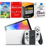 Nintendo Switch White OLED + Zelda Link's Awakening Game + NSO 1 Year Membership