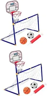 CORHAD 2 Sets Football Goal Basketball Stand Soccer Ball Inground Basketball Hoop Portable Basketball Hoop Outdoor Soccer Goal for Children Foosball Soccer Net Soccer Gate Plastic