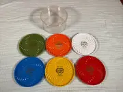 Vintage Lot Of 6 Coop Co-op Ritepoint Plastic Coasters & Holder Farm Seed Grain