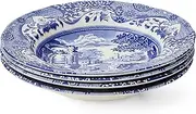 Spode Blue Italian Soup Bowls | Set of 4 | 9-Inch | Soup, Pasta, and Salad Serving Bowls | Round, Wide Rim Bowl | Microwave Safe | Dishwasher Safe | Made in England