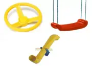 Playground RED SWING STEERING WHEEL YELLOW PERISCOPE Tree Cubby House PLAYPAC3