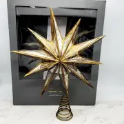Pottery Barn Mirrored Gold Star Christmas Tree Topper Holiday Cottage 14 In NEW