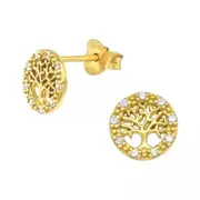 Silver Tree Of Life Stud Earrings