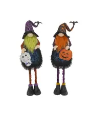Gerson International Set Of 2 Lighted Whimsical Halloween Gnomes With Flexible Legs