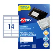 AVERY Weatherproof Address Labels 99.1 x 38 mm (140 Labels/10 Sheets)