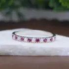 Opal Ruby Wedding Ring, Dainty Opal Wedding Band, October Birthstone Halloween