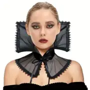 Gothic Black Mesh Fake Collar Neck Thin Breathable Lace-up Cover Up Choker
