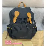 二手 BURBERRY 博柏利 MEDIUM 中型 後背包 THE RUCKSACK 黑色 粉色 中款 金釦 金鍊