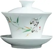 MINBIV Chinese Sheep Fat Jade White Porcelain Kung Fu Tea Cup Hand-painted Pattern Tea Bowl (8)