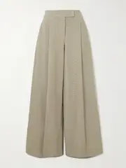 [Max Mara] Max Mara - Aereo Pleated Metallic Cotton-blend Jacquard Wide-leg Pants - Beige - small small Neutrals