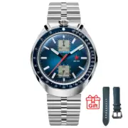 Bull Head Men's Waterproof Pilot Watch with Super Luminous ST19 Chronograph