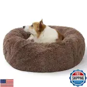 SAVFOX Plush Calming Dog Beds, Donut Dog Bed for Small Dogs, Medium, Large an