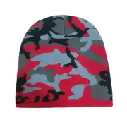 Red Black Grey Camo Camouflage Beanie Cap Stocking Winter Hat Free Shipping