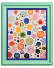 Empire Art Direct "Colorful Sphere Harmony" Hand-Painted Embellished Canvas Wall Art with Baroque Frame