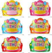 Yunsailing 36 Pcs Happy Birthday Crowns for Kids Paper Birthday Hat Crowns for Classroom Birthday Gifts Kids' Party