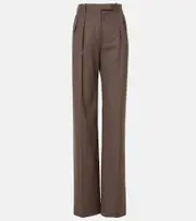 [Loro Piana] Loro Piana Chad virgin wool wide-leg pants AU 12 brown
