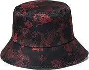 [SAKVILSEC] Punk Fashion Dragon Print Bucket Hat Summer Sun Caps for Men Fisherman Hat Hip Hop Panama Cap