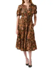 [Stella] Cross Notch Dress in Orange/Black