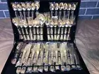 William Rogers and Sons Flatware Silverware Gold Plate 51 Pc Set In Box