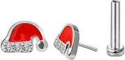 FANSING Christmas Flat Back Earring for Helix Cartilage Conch Tragus Stud Threadless Push Pin Labret Stud