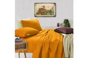 Elan Linen 100% Egyptian Cotton Vintage Washed 500TC Mustard King Bed Sheets Set