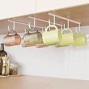 Luckinow 3 Pack Mug Hooks Under Cabinet, Under Shelf Coffee Mug Holder with 9 Hooks for Displaying Mugs and Kitchen Utensils, White