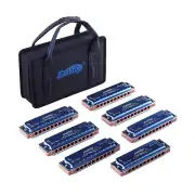 East top Harmonica Set of 7, 10 Holes Blues harp set 008K Diatonic Mouth Orga...