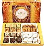 Ghasitaram Gifts Indian Sweets - Diwali Gifts Diwali Sweet - Big Box of 12 Pcs Assorted Bites, Kaju Katli and Methi Mathi